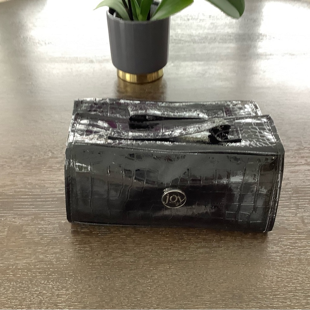 Joy Mangano Black Croc-Embossed travel case